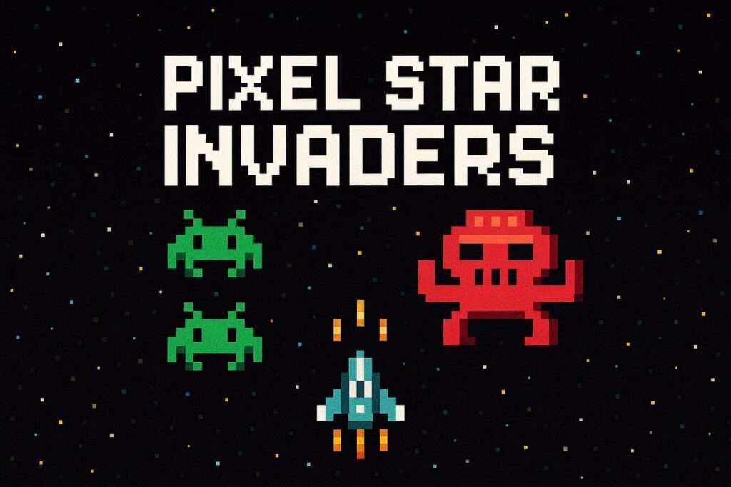 Pixel Star Invaders インベーダーゲーム HTML5ゲーム WordPressミニゲーム ブログ埋め込み レトロゲーム 滞在時間アップ SEO対策 ドット絵シューティング